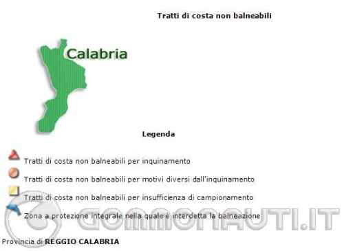 Divieto di balneazione per la regione Calabria