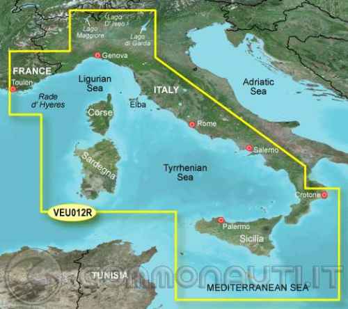Vendesi cartografia nautica garmin bluechartg2vision italy,west coast  VEU012R