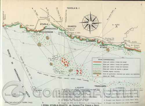 Itinerario di pesca da Riomaggiore a Ventimiglia (da un libro del 1962).